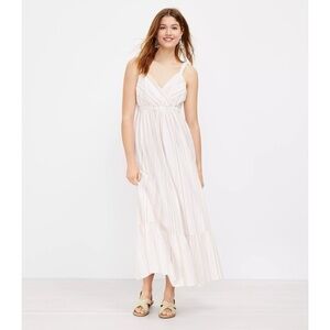 LOFT Beach Striped Ruched Strap Maxi Dress